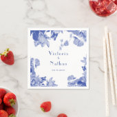 Elegant Blue White Chinoiserie Floral Wedding Servet (Insitu)