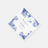 Elegant Blue White Chinoiserie Floral Wedding Servet (Hoek)