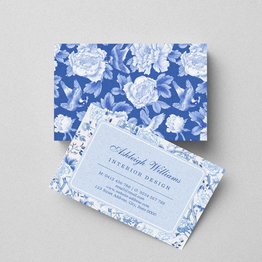 Elegant Blue White Chinoiserie Visitekaartje