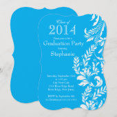 Elegant Blue White Class of 2014 Graduation Party Kaart (Voorkant / Achterkant)