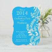 Elegant Blue White Class of 2014 Graduation Party Kaart (Staand voorkant)