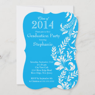 Elegant Blue White Class of 2014 Graduation Party Kaart