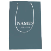 Elegant Blue & White Custom Name Gift Bag Medium Cadeauzakje (Voorkant)