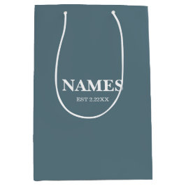 Elegant Blue & White Custom Name Gift Bag Medium Cadeauzakje