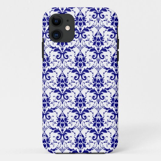 Elegant Blue White Damask Pattern iPhone 5 Hoesje (Achterkant)