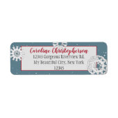 Elegant Blue White Dog Cat Snowflake Kerstmis Etiket (Voorkant)