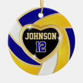 Elegant Blue, White en Gold 🏐 Volleyball Keramisch Ornament (Voorkant)