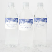 Elegant Blue White Floral Hartelijk dank voor het Waterfles Etiket (Flessen)