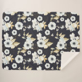 Elegant Blue & White Floral Pattern Sherpa Deken (Voorkant (horizontaal))