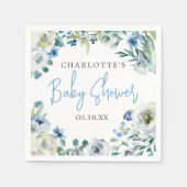 Elegant Blue White Floral Spring Boy Baby shower Servet (Voorkant)