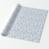 Elegant Blue & White Floral Toile Botanical Cadeaupapier (Uitgerold)