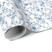 Elegant Blue & White Floral Toile Botanical Cadeaupapier (Rol Hoek)