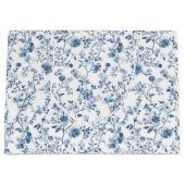 Elegant Blue & White Floral Toile Botanical Groot Cadeauzakje (Voorkant)