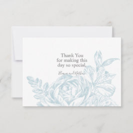 Elegant Blue White Floral Wedding Bedankkaart