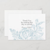 Elegant Blue White Floral Wedding Bedankkaart (Voorkant / Achterkant)