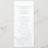 Elegant Blue White Floral Wedding Programme Programmakaart (Voorkant)