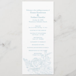 Elegant Blue White Floral Wedding Programme Programmakaart
