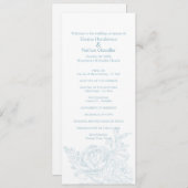 Elegant Blue White Floral Wedding Programme Programmakaart (Voorkant / Achterkant)
