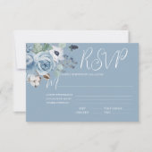 Elegant Blue & White Floral Wedding RSVP Kaart (Voorkant)
