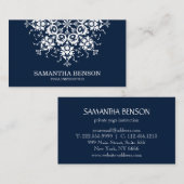 Elegant Blue & White Flower Logo Yoga Visitekaartje (Voorkant / Achterkant)