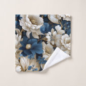 Elegant blue white flowers chic modern bath towel bad handdoek (Wasdoekje)