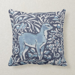 Elegant Blue White Forest Deer Birds Woodland Art Kussen