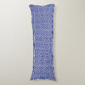 Elegant Blue & White Greek Pattern Lichaamskussen (Voorkant Verticaal)