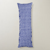 Elegant Blue & White Greek Pattern Lichaamskussen (Achterkant (Verticaal))