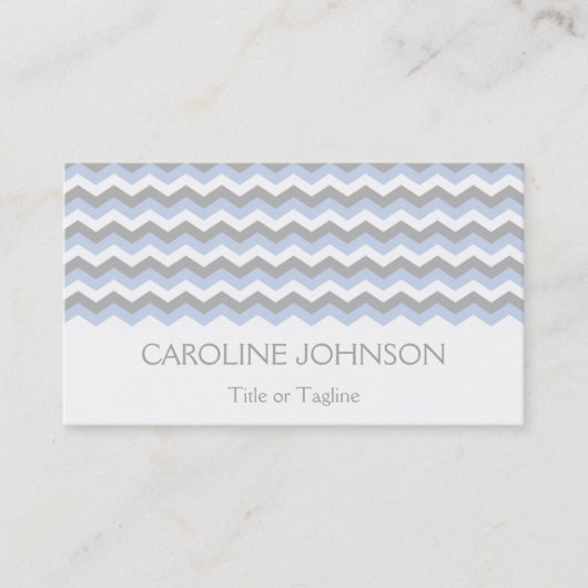 Elegant Blue White Grey Chevron Sjabloon Visitekaartje (Voorkant)