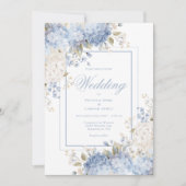 Elegant Blue & White Hydrangeas Wedding Invitation Kaart (Voorkant)