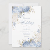 Elegant Blue White Hydrangeas Wedding Invitation Kaart (Voorkant)