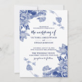 Elegant Blue White Lotus Chinoiserie Chic Wedding Kaart (Voorkant)