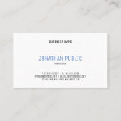 Elegant Blue White Minimalistisch Sjabloon Modern Visitekaartje (Achterkant)