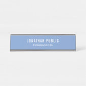 Elegant Blue White Modern Creative Sjabloon Bureau Naambordje (Voorkant)