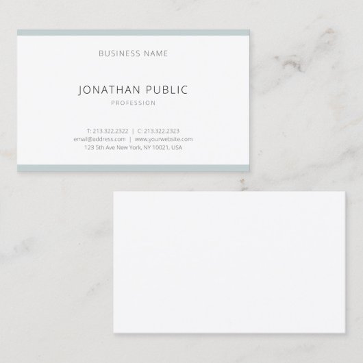 Elegant Blue White Modern Minimaliserende Sjabloon Visitekaartje (Voorkant / Achterkant)
