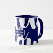 Elegant Blue & White Monogram Coffee Mok (Voorkant rechts)