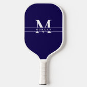 Elegant Blue White Monogram Name personalized Pickleball Paddle (Achterkant)
