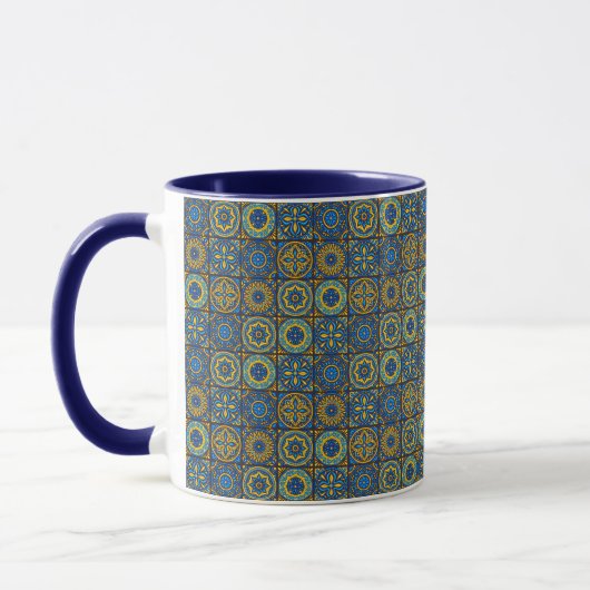 Elegant blue& white Moroccan  pattern  Mok (Links)