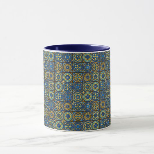 Elegant blue& white Moroccan  pattern  Mok (Midden)