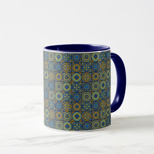 Elegant blue& white Moroccan  pattern  Mok (Voorkant rechts)