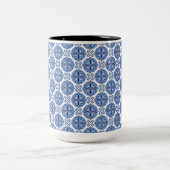 Elegant blue& white Moroccan  pattern  Tweekleurige Koffiemok (Center)
