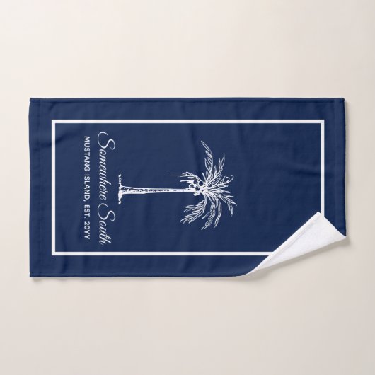 Elegant Blue White Palm Tree (aangepast) Bad Handdoek (Handdoek)