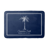 Elegant Blue White Palm Tree (aangepast) Badmat (Voorkant)