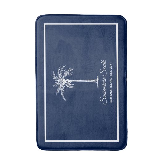 Elegant Blue White Palm Tree (aangepast) Badmat (Voorkant Verticaal)