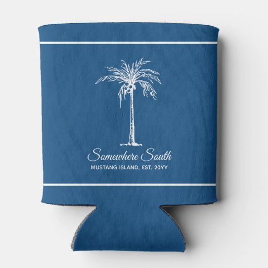 Elegant Blue White Palm Tree (aangepast) Blikjeskoeler (Achterkant)
