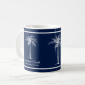Elegant Blue White Palm Tree (aangepast) Koffiemok (Voorkant links)