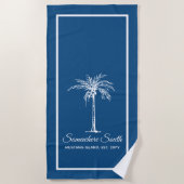 Elegant Blue White Palm Tree (aangepast) Strandlaken (Voorkant)