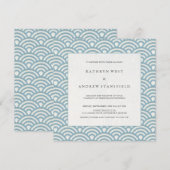 Elegant Blue + White Patterned Wedding Invitation Kaart (Voorkant / Achterkant)