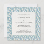 Elegant Blue + White Patterned Wedding Invitation Kaart (Voorkant)