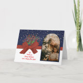 Elegant Blue & White Photo Arch  Christmas Bow Feestdagen Kaart (Voorkant)